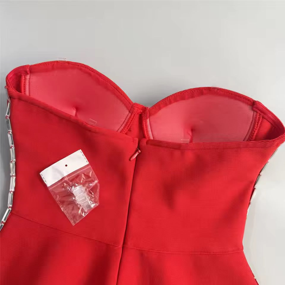 Embellished Strapless Bandage Dress