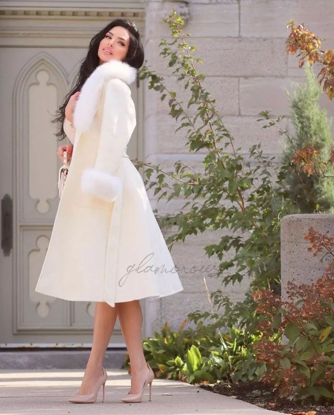 CAPPOTTO IN CASHMERE IN PELLICCIA DI VOLPE BIANCA