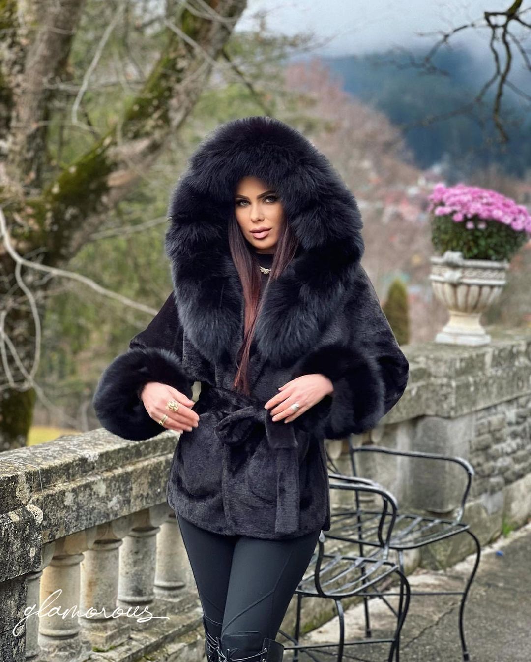 Fox Fur Alkantara Jacket in black