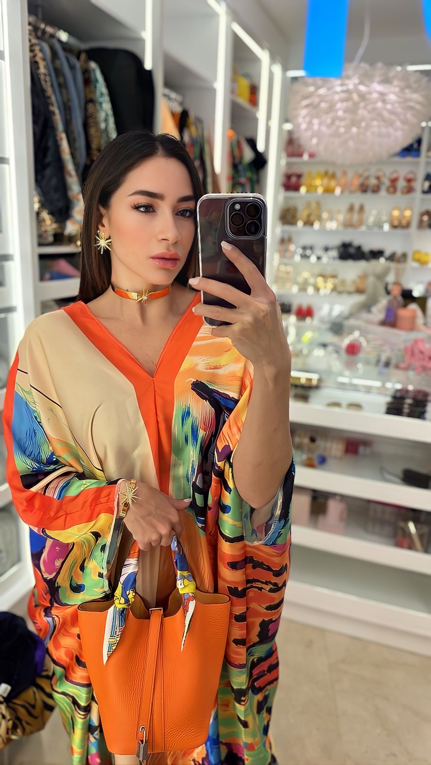 Caftán de Seda en Naranja