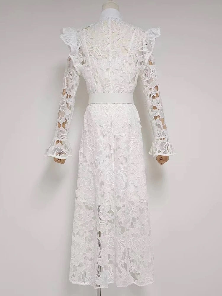 Vestido de encaje con patchwork Heidi