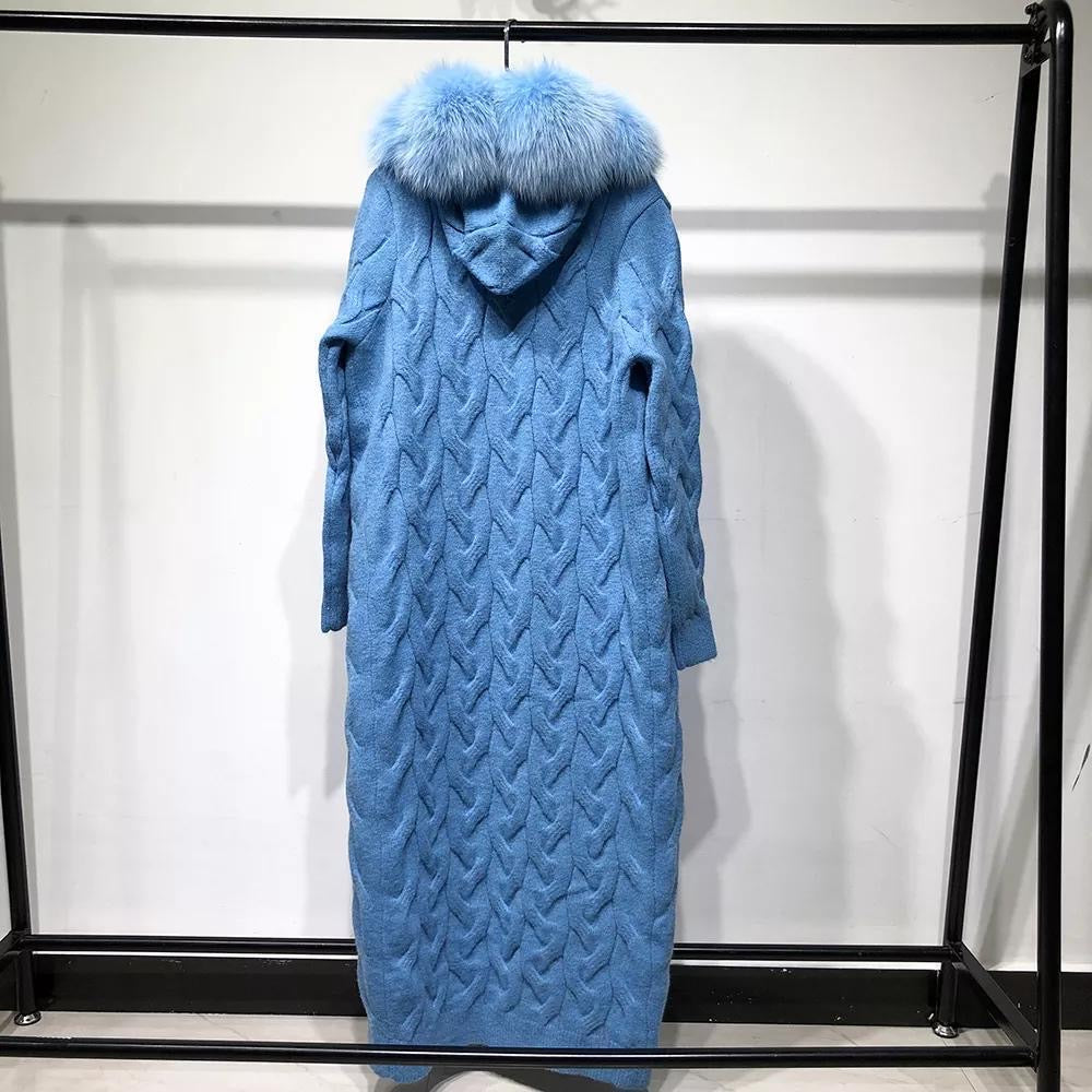 CARDIGAN IN CASHMERE/MAGLIA DI VOLPE IN BLU