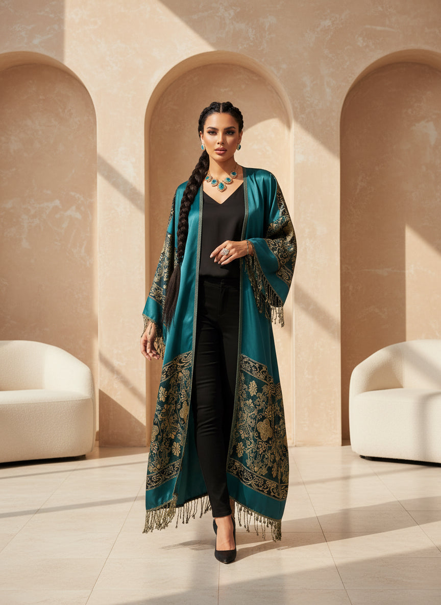 Retro Pattern Warm Abaya – Winter Heritage Edit