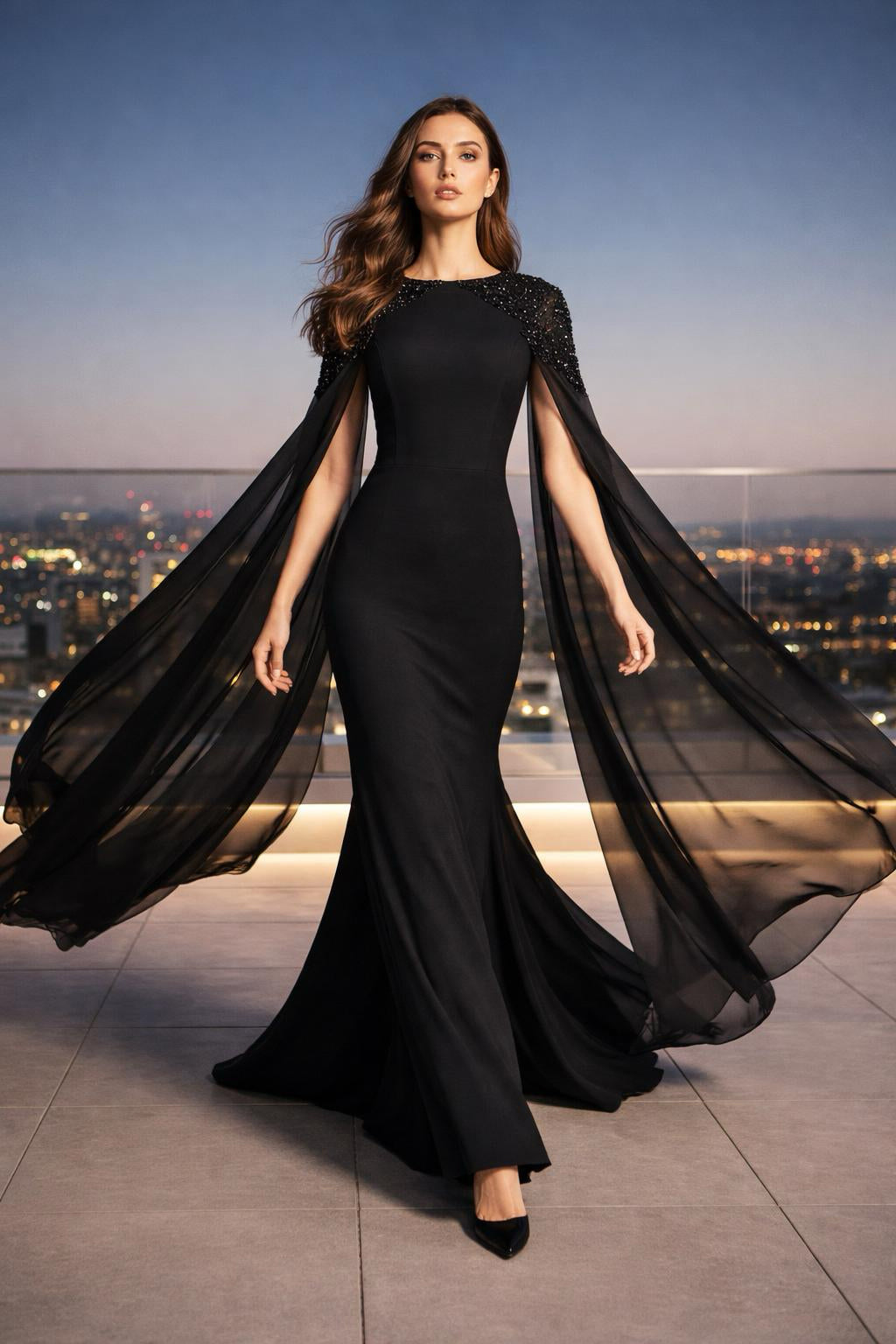 Beaded Split Evening Dress