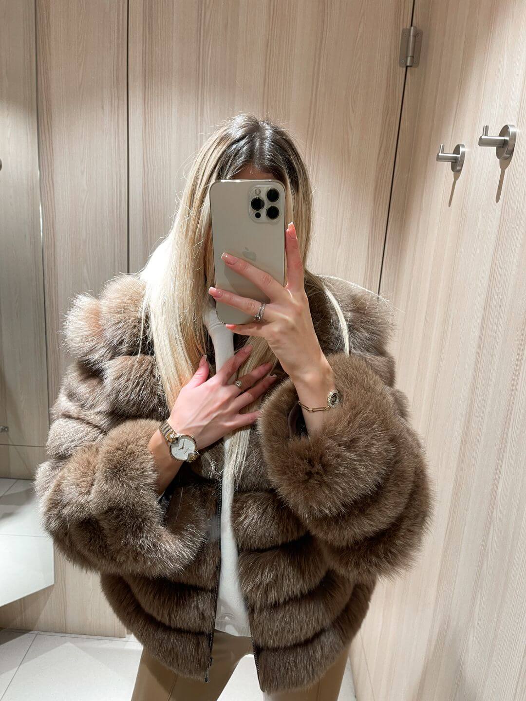 Chocolate Fox Fur Genuine Leather Jacket