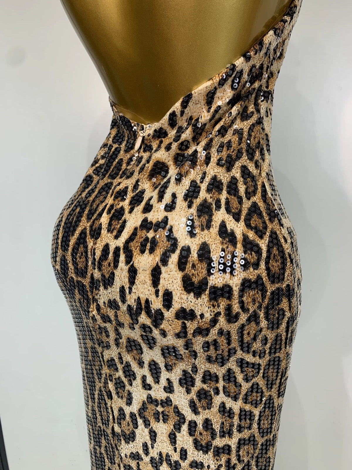 Leopard Luxe Halter Sequin Gown