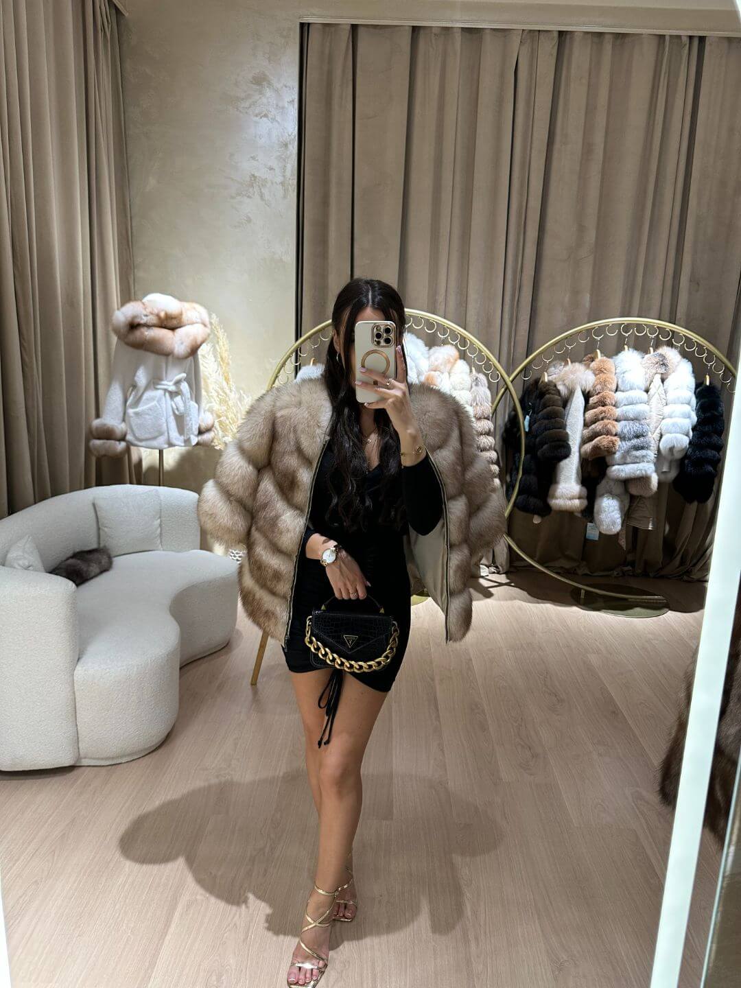 Luxy Fox Fur Genuine Leather Jacket