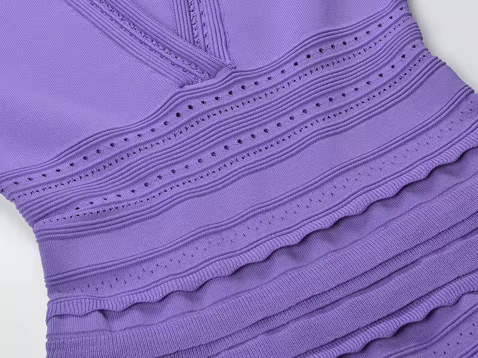 Puff Sleeve Knitted Mini Dress