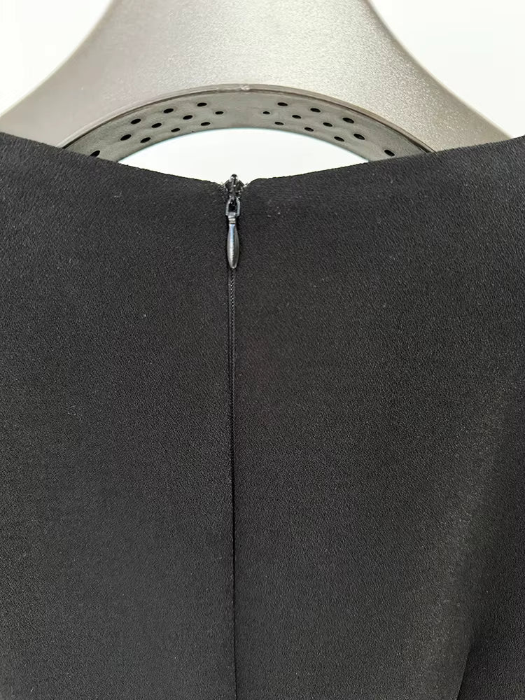 Diamond Beaded Long Sleeve Elegant Dress