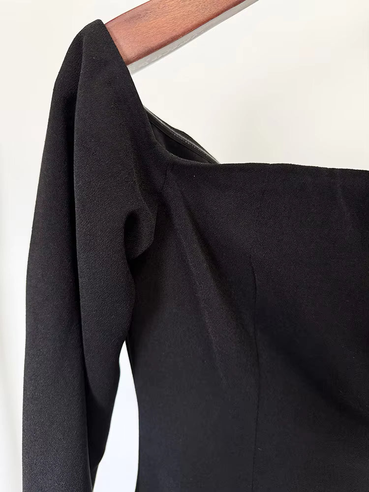 Diamond Beaded Off-Shoulder Patchwork Mesh Maxi Dress