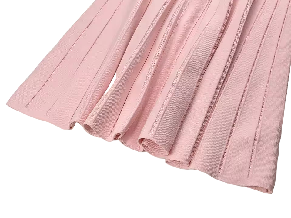 Vintage Knit Turn-Down Collar Single-Breasted Mini Dress