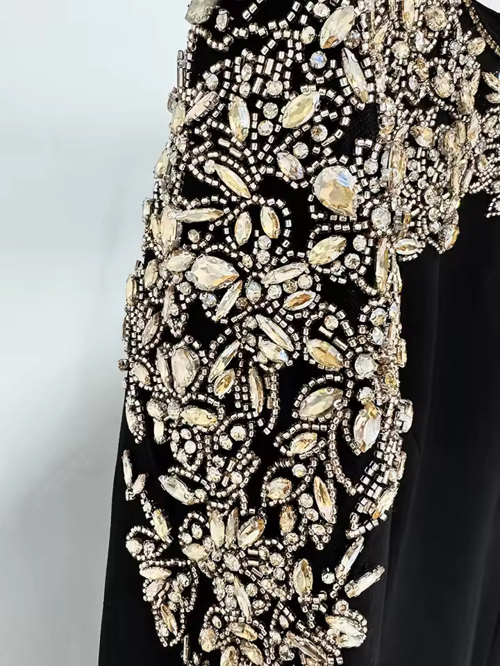 Rhinestone Beaded Midi Dress