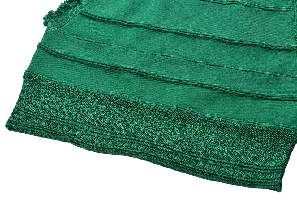 Elegant Knit Hollow Out Ruffle Top and Long Skirt Set