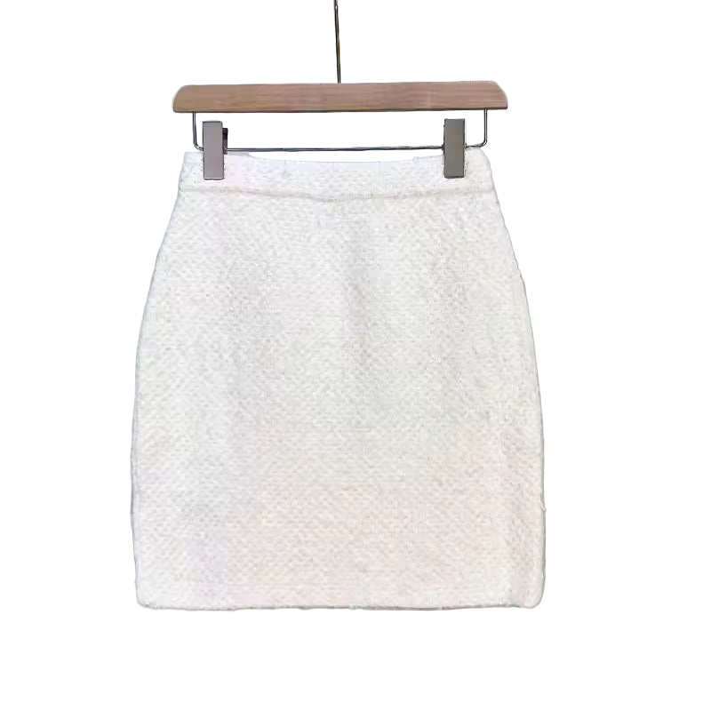 Luxury Rhinestone Beaded Knit Cardigan & Mini Pencil Skirt Set