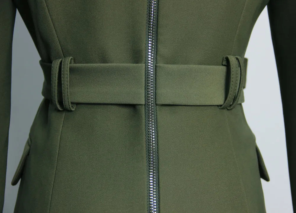 Vestido estilo blazer Jolie en verde militar