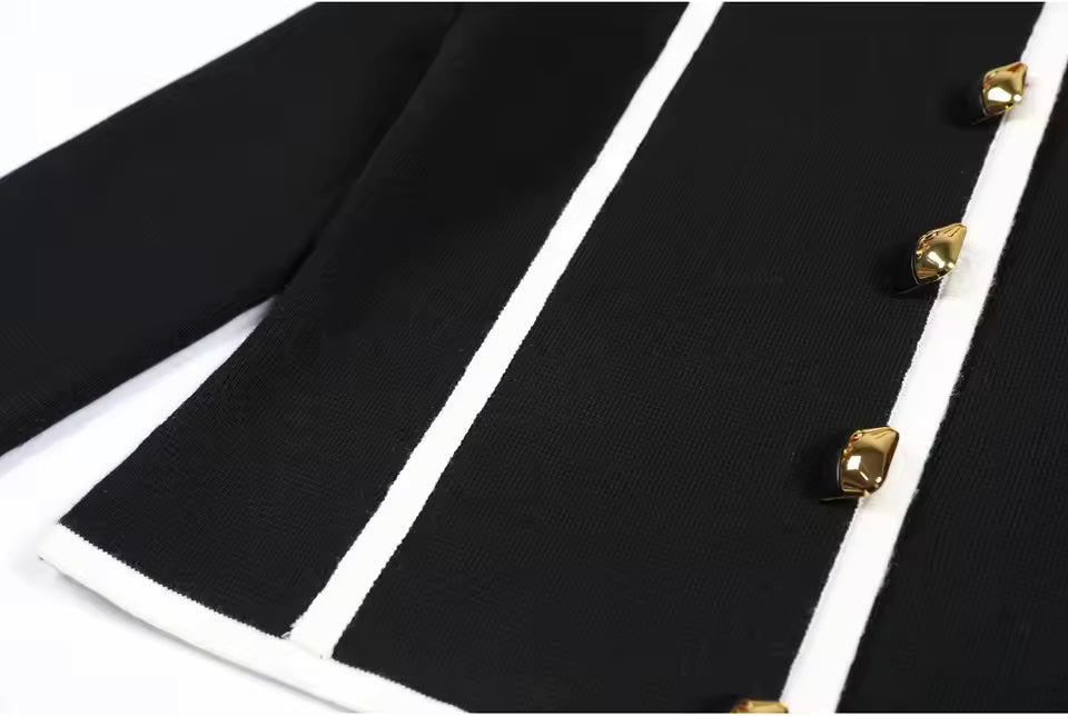 Colorblock Knit Turn-Down Collar Vest and Pants Set