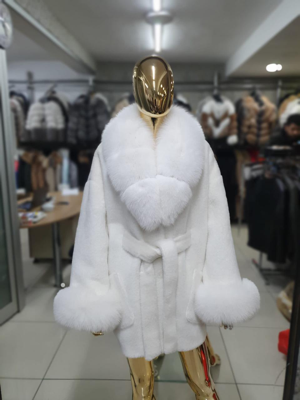 Fox Fur Alkantara Jacket in white