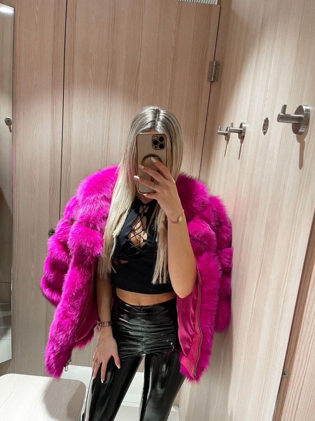 CHAQUETA DE PIEL GENIUNE DE PELO DE ZORRO PINKY PROMISE