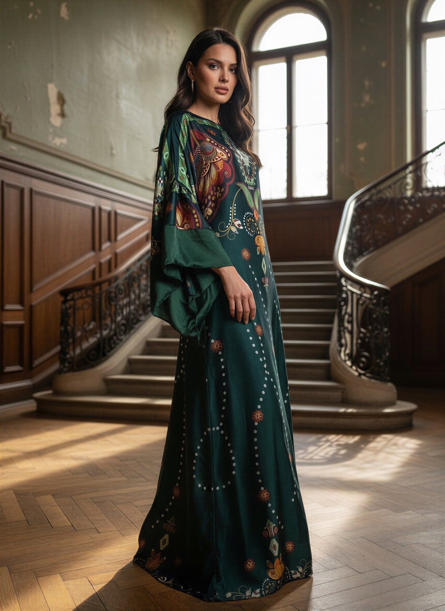Amara Printed Silk Abaya