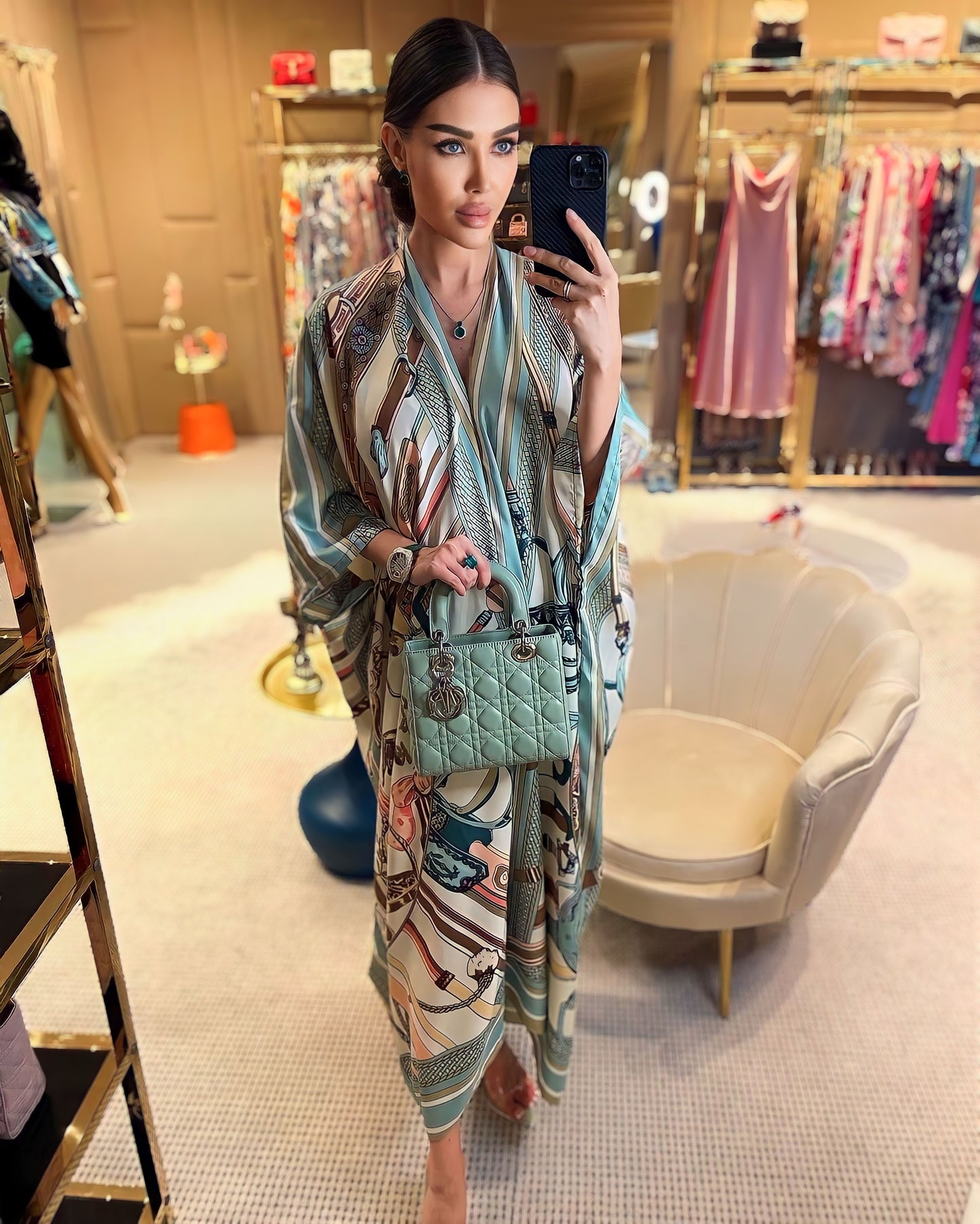 Silk Kimono in Pastel Green