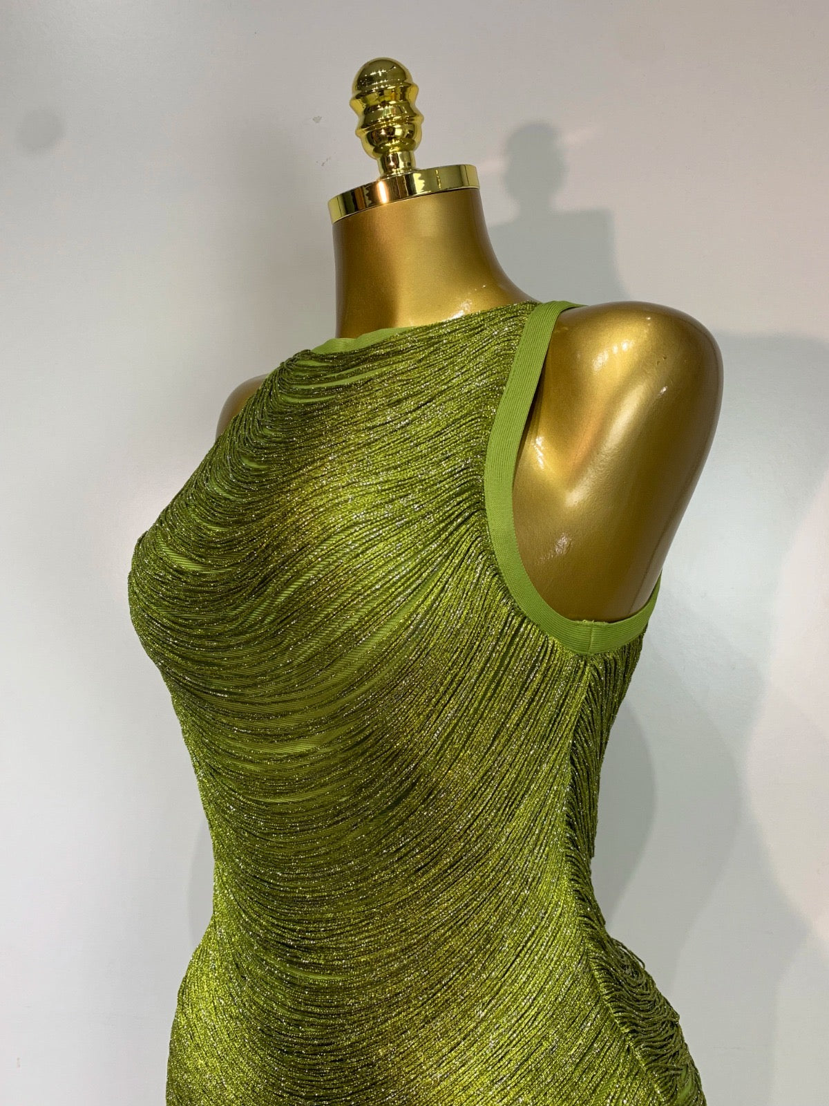 Olive Shimmer Bandage Dress