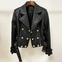 CHAQUETA CRUZADA DE PIEL SINTÉTICA 