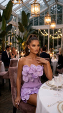 Lavender Bloom Bandage Mini Dress