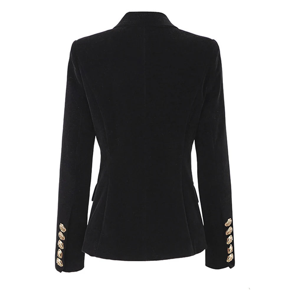 DOUBLE BREASTED BLACK VELVET BLAZER