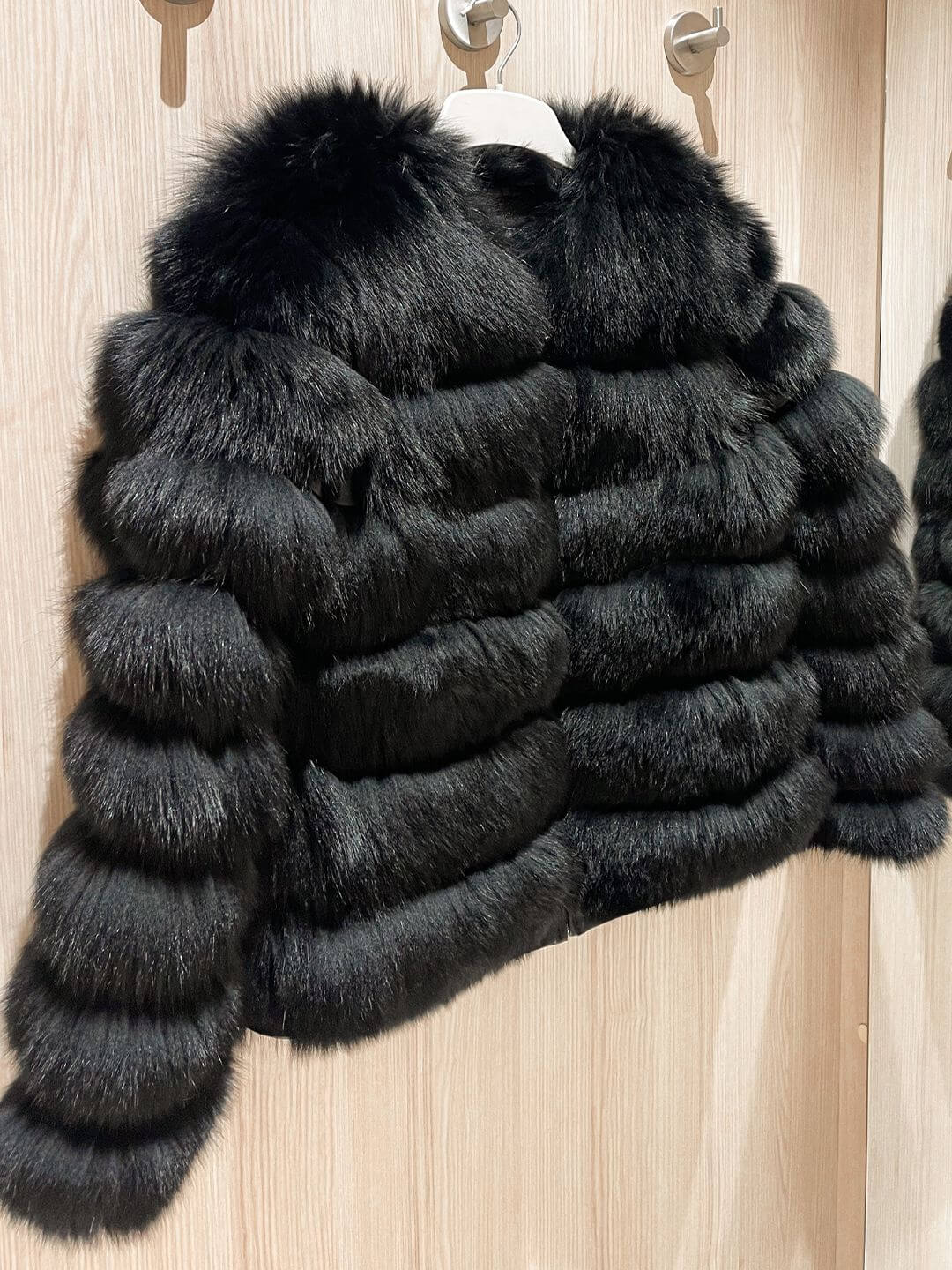 BLACK CHIC FOX FUR GENUINE LEATHER JACKET