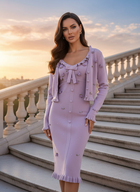 French Knit Floral Twin Set