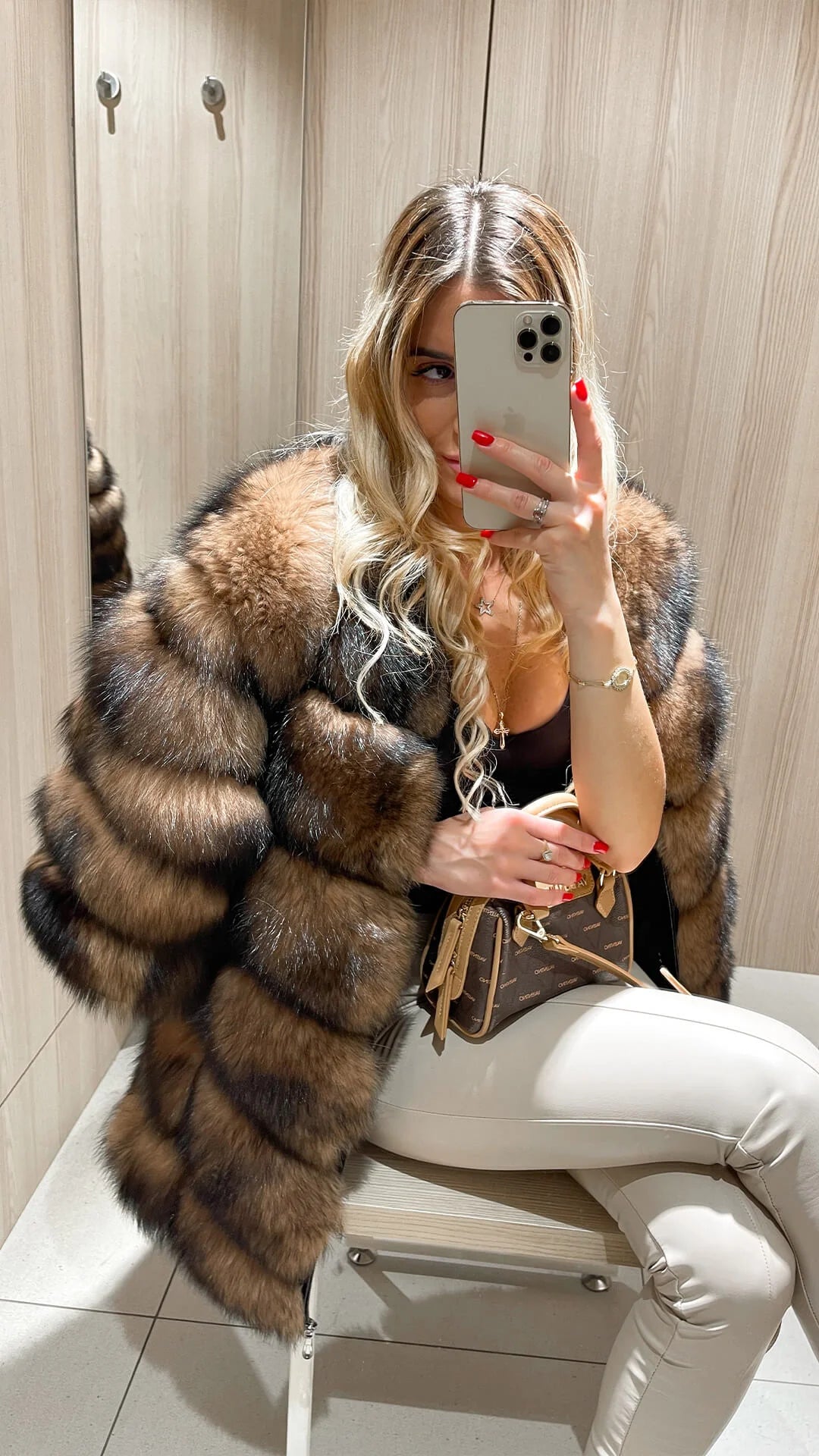 LUMINOUS FOX FUR GENUINE LEATHER JACKET