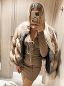CHAQUETA DE PIEL GENIUNE DE PIEL DE ZORRO SASSY