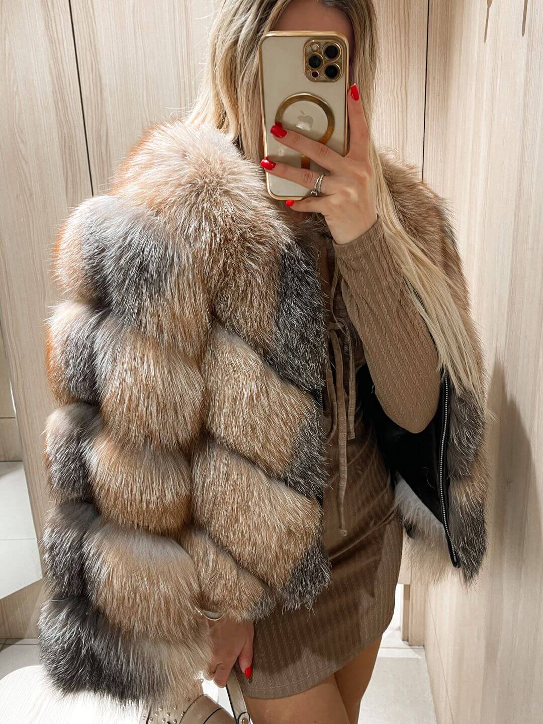 SASSY FOX FUR GENIUNE LEATHER JACKET