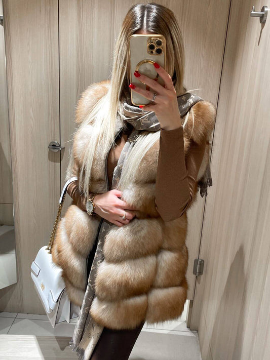 FAIRYTALE FOX FUR GENUINE LEATHER VEST