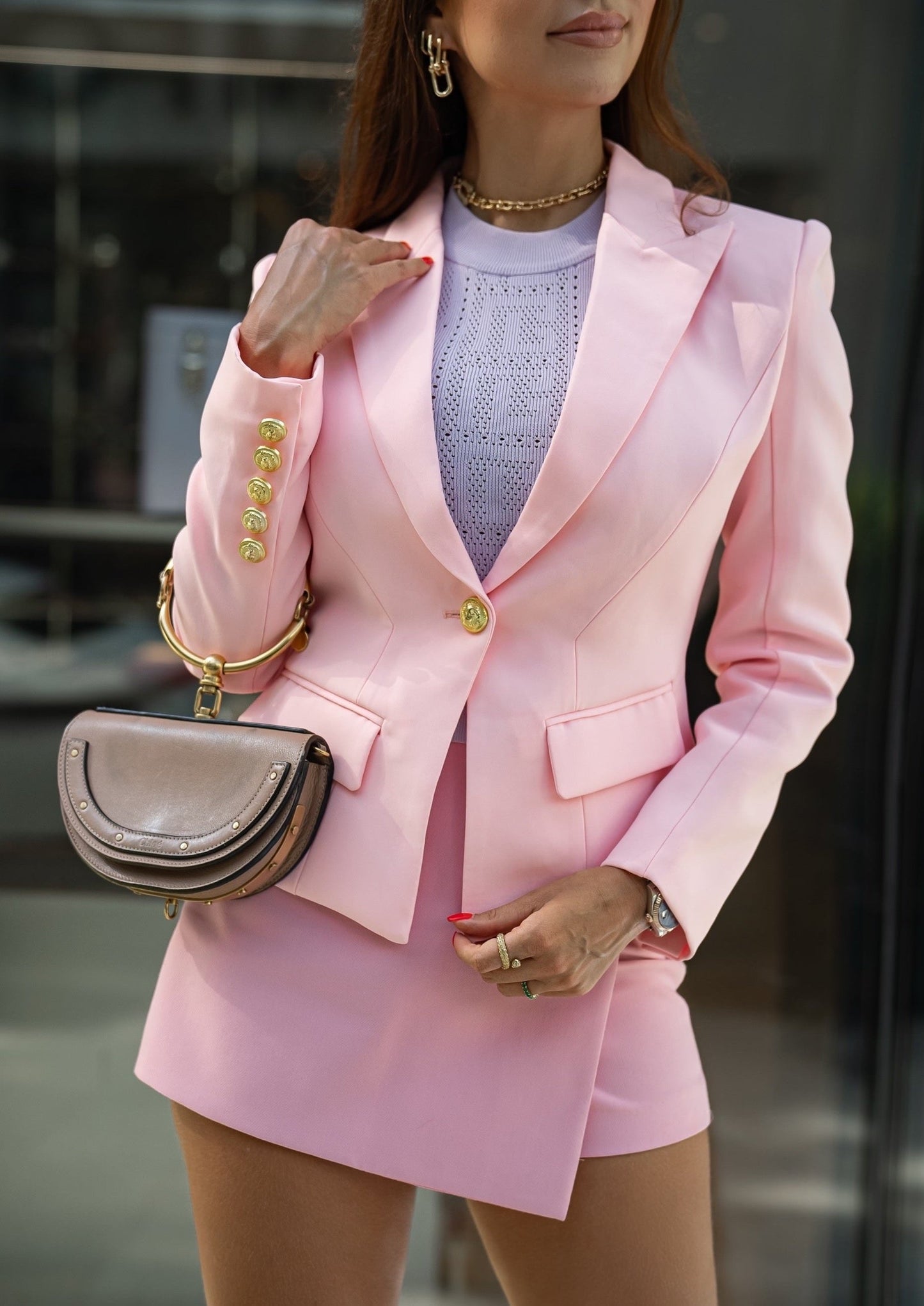 BARBIE PINK SINGLE BREASTED BLAZER