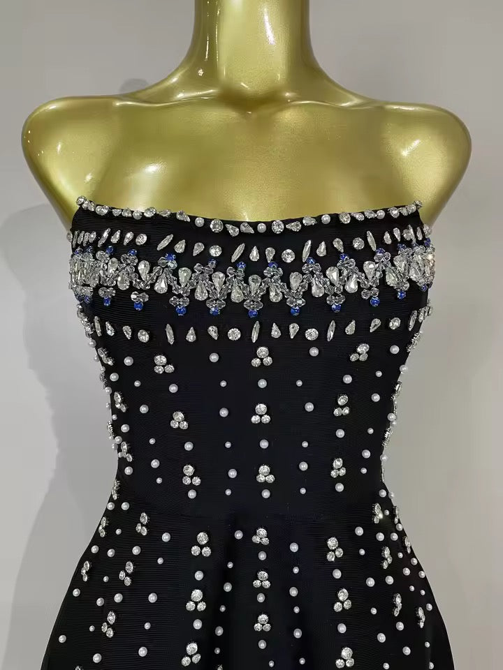 Embellished Strapless Bandage Dress