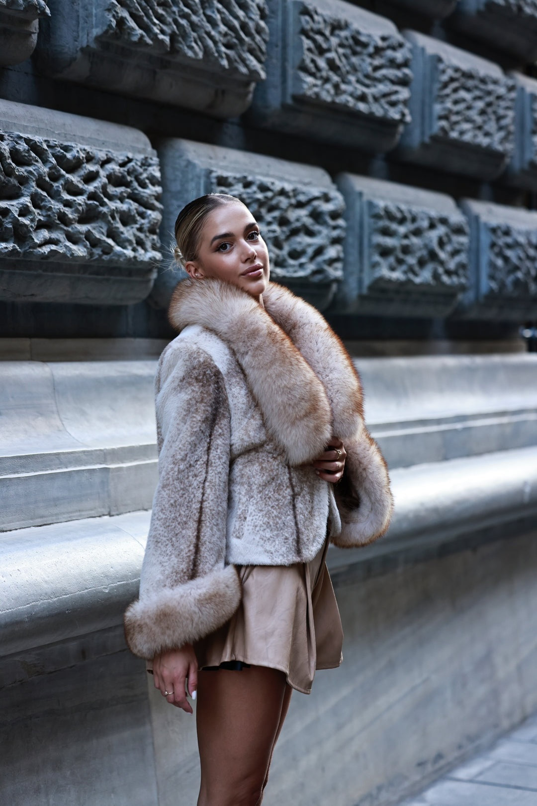 Luxury Fox Fur Trim Jacket