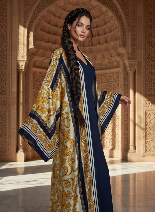 Nada Printed Silk Abaya