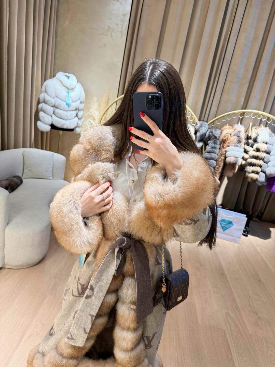 REAL FOX FUR & ALPACA COAT