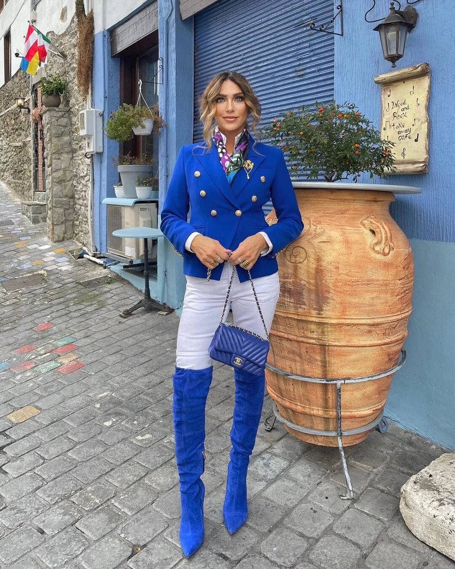 DOUBLE BREASTED BLAZER IN ROYAL BLUE