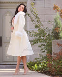 Fox Fur Cashmere Coat in white