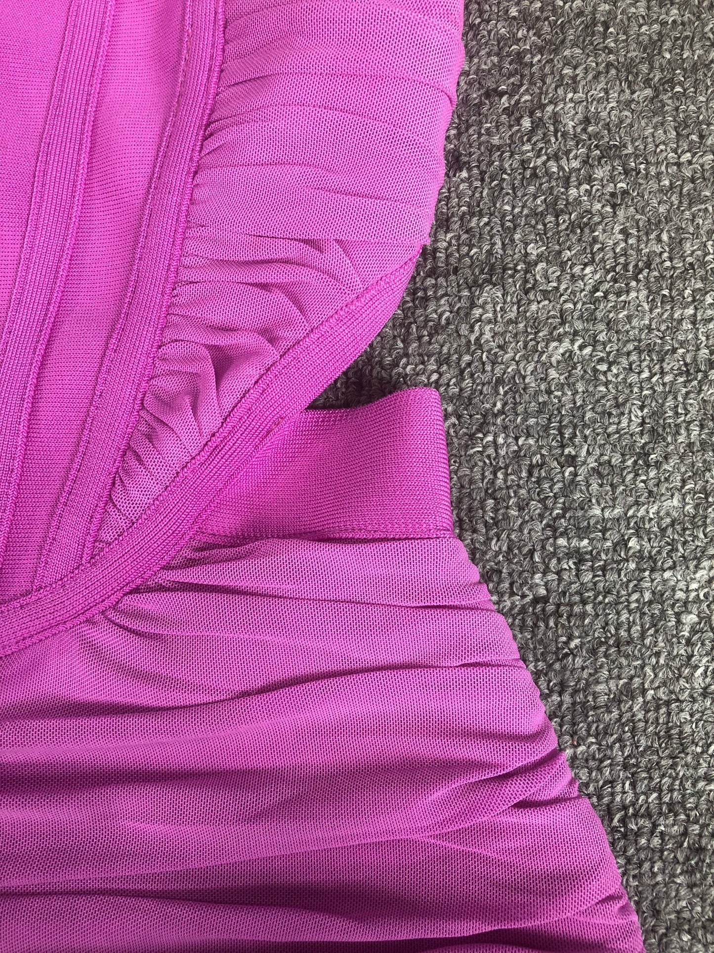 Strapless Ruched Cutout Bandage Midi Dress with Ruffle Hem