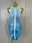 Azure Whisper Bandage Mini Dress