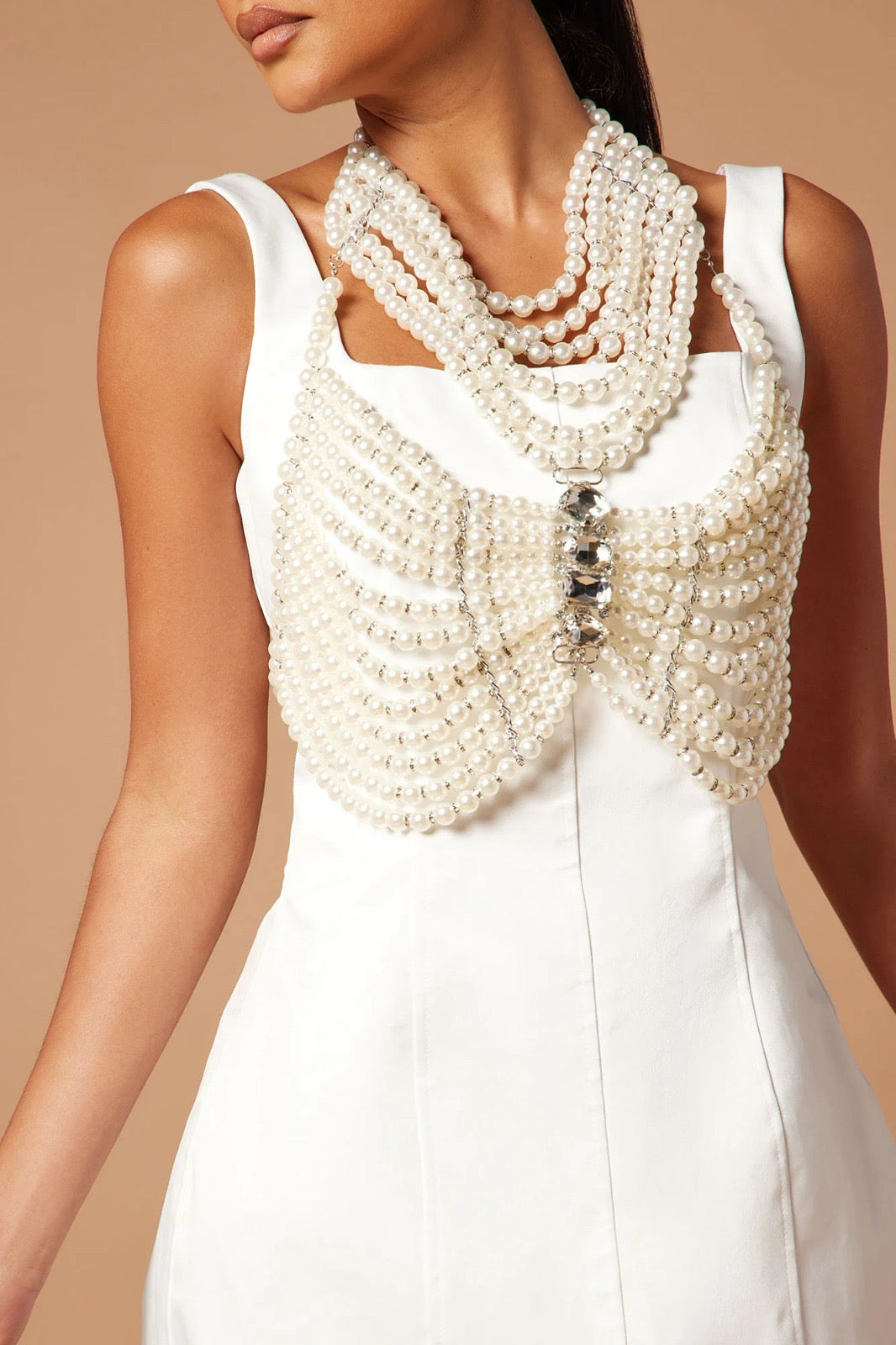 Pearls Mini White Dress