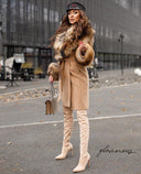 ABRIGO DE CASHMERE DE PIEL DE MAPACHE