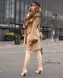 ABRIGO DE CASHMERE DE PIEL DE MAPACHE