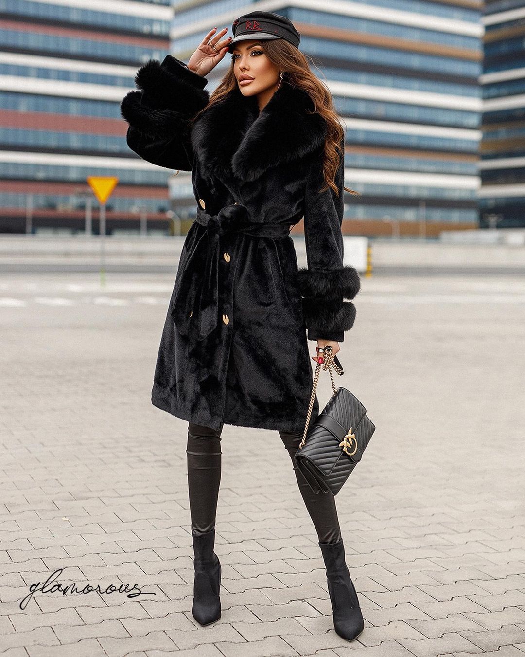 FOX FUR ALCANTARA COAT IN BLACK