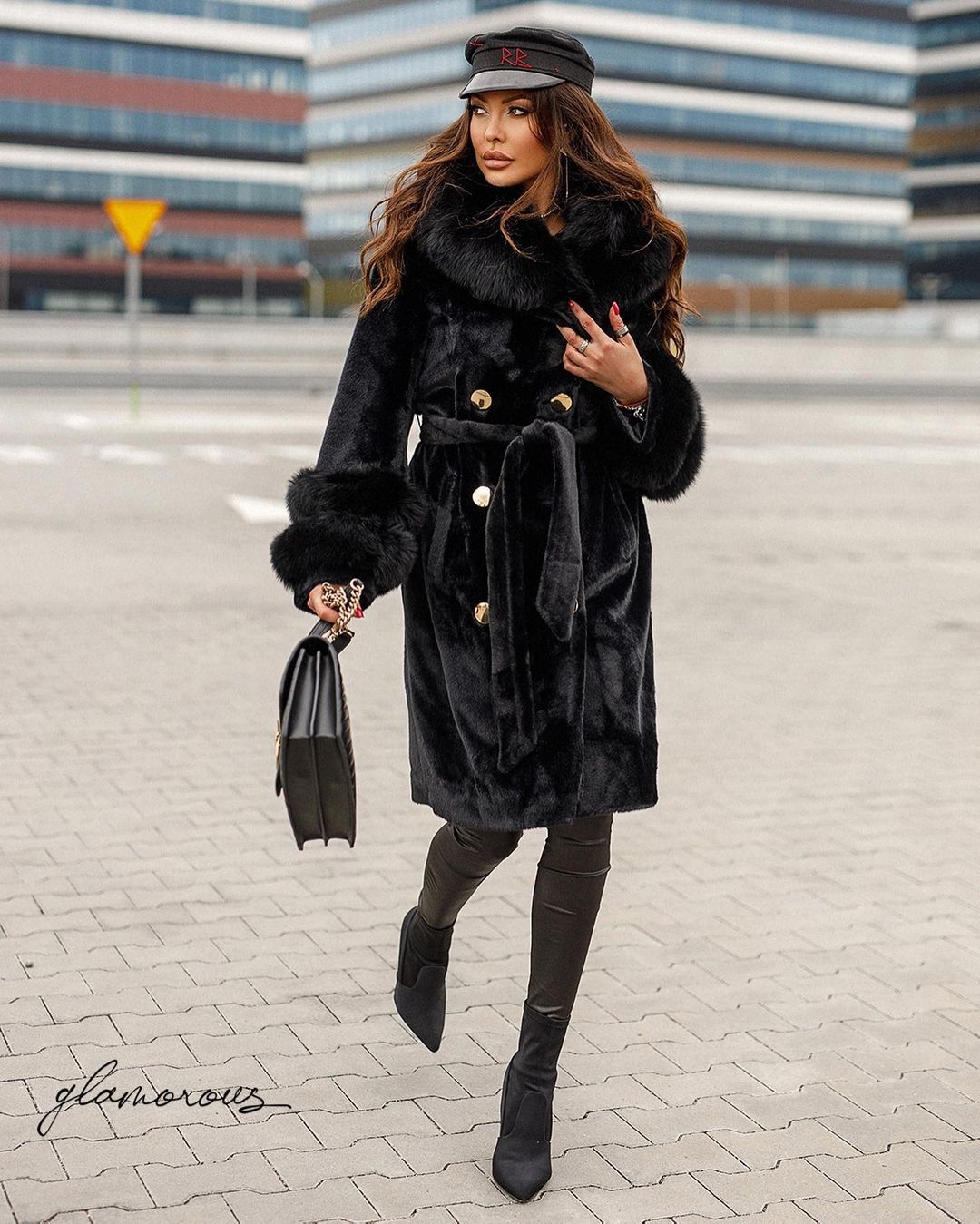 FOX FUR ALCANTARA COAT IN BLACK