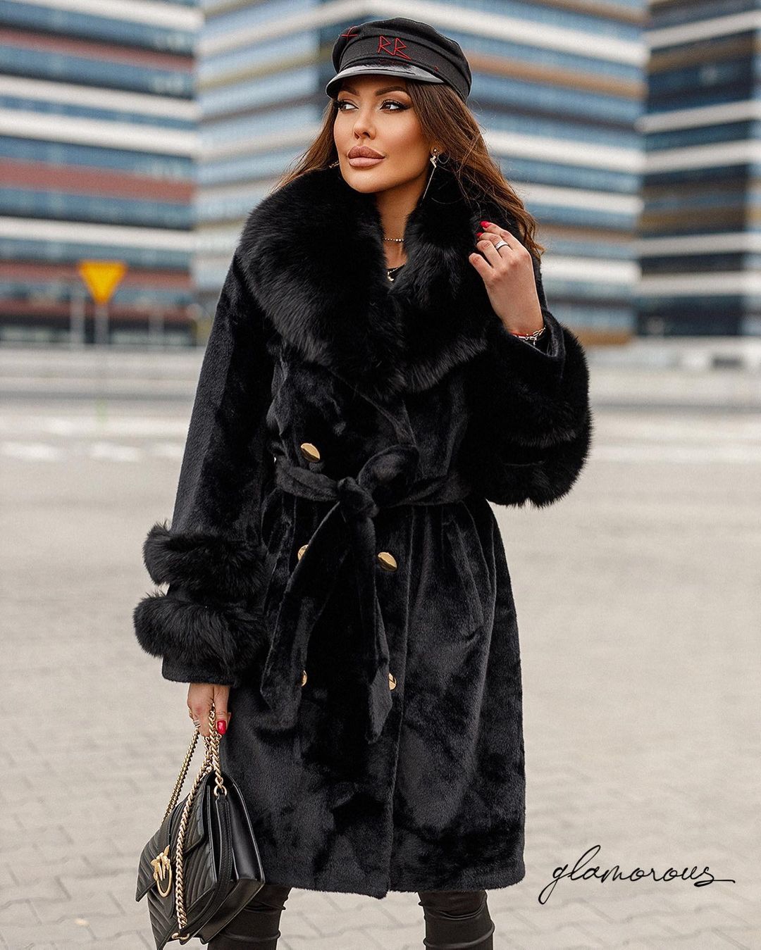 FOX FUR ALCANTARA COAT IN BLACK