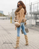 CHAQUETA DE ALCÁNTARA DE PIEL DE MAPACHE EN MARRÓN